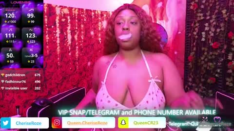 Snapshot of queencroze chatting on 9, 3, 2025 Queen Cherise Roze online show from 9, 3, 2025