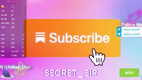 Snapshot of secret_sir chatting on 9, 9, 2025 Dean Carter online show from 9, 9, 2025